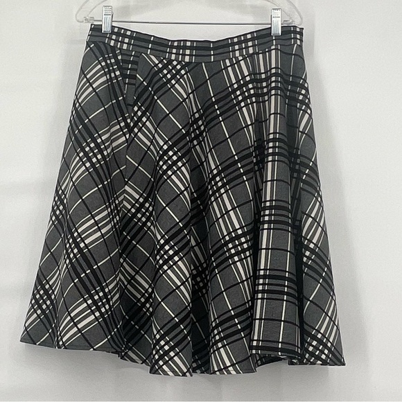 BYBLA plaid black ivory a line heavyweight skirt - Picture 2 of 8